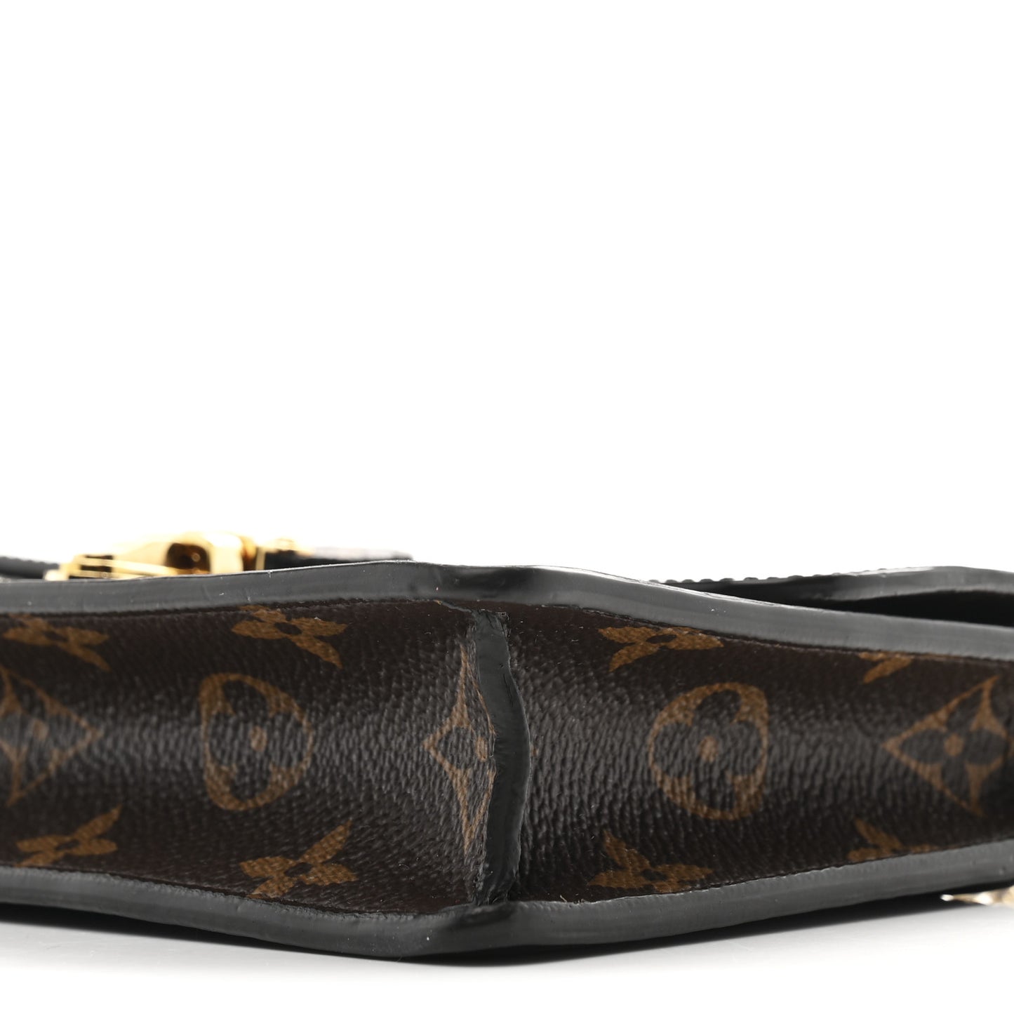 Patent Calfskin Monogram Cherrywood Chain Wallet Black
