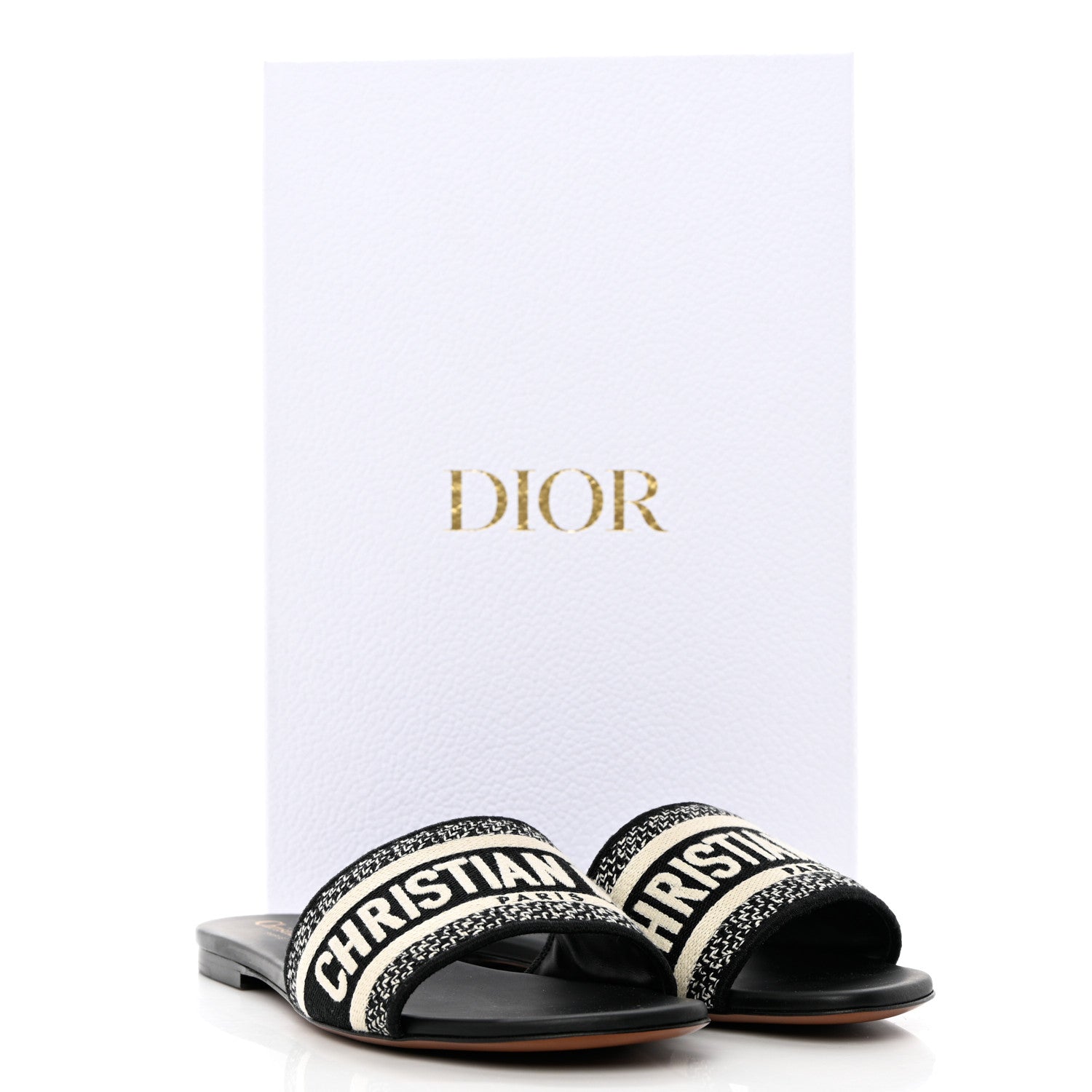 Christian Dior Canvas Embroidered Dway Mules Slide Sandals 36.5 Black 9 of 9