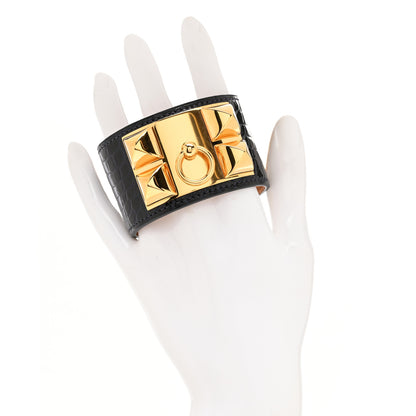 Hermes Shiny Alligator Collier De Chien CDC Bracelet S Bleu Marine 2 of 6