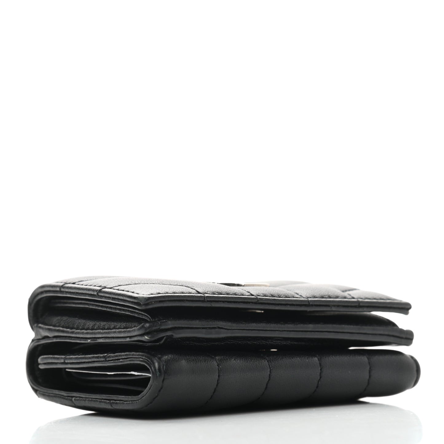 Lambskin Y Quilted Monogram Loulou Tiny Wallet Black
