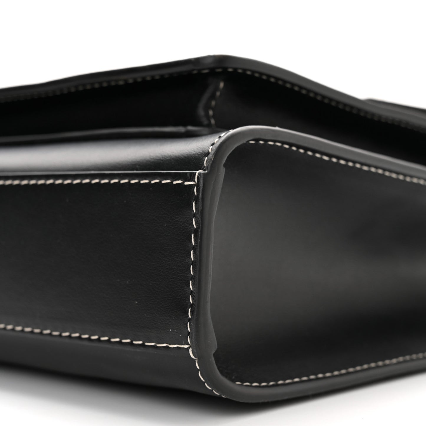 Smooth Calfskin Topstitched Mini Pocket Bag Black