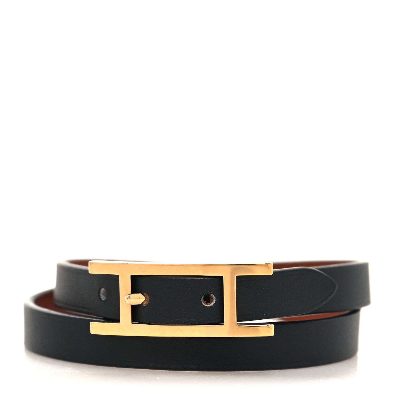 Hermes Chamonix Hapi 3MM Double Tour Wrap Bracelet S Black 1 of 5