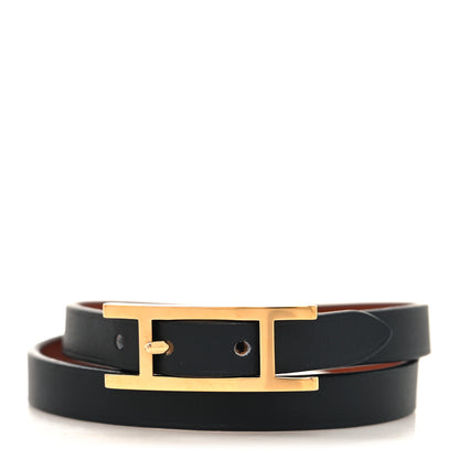 Hermes Chamonix Hapi 3MM Double Tour Wrap Bracelet S Black 1 of 5