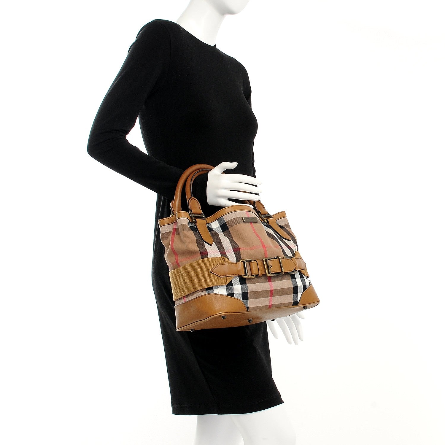 Burberry Canvas House Check Parsons Shoulder Bag Saddle Brown 2 of 10