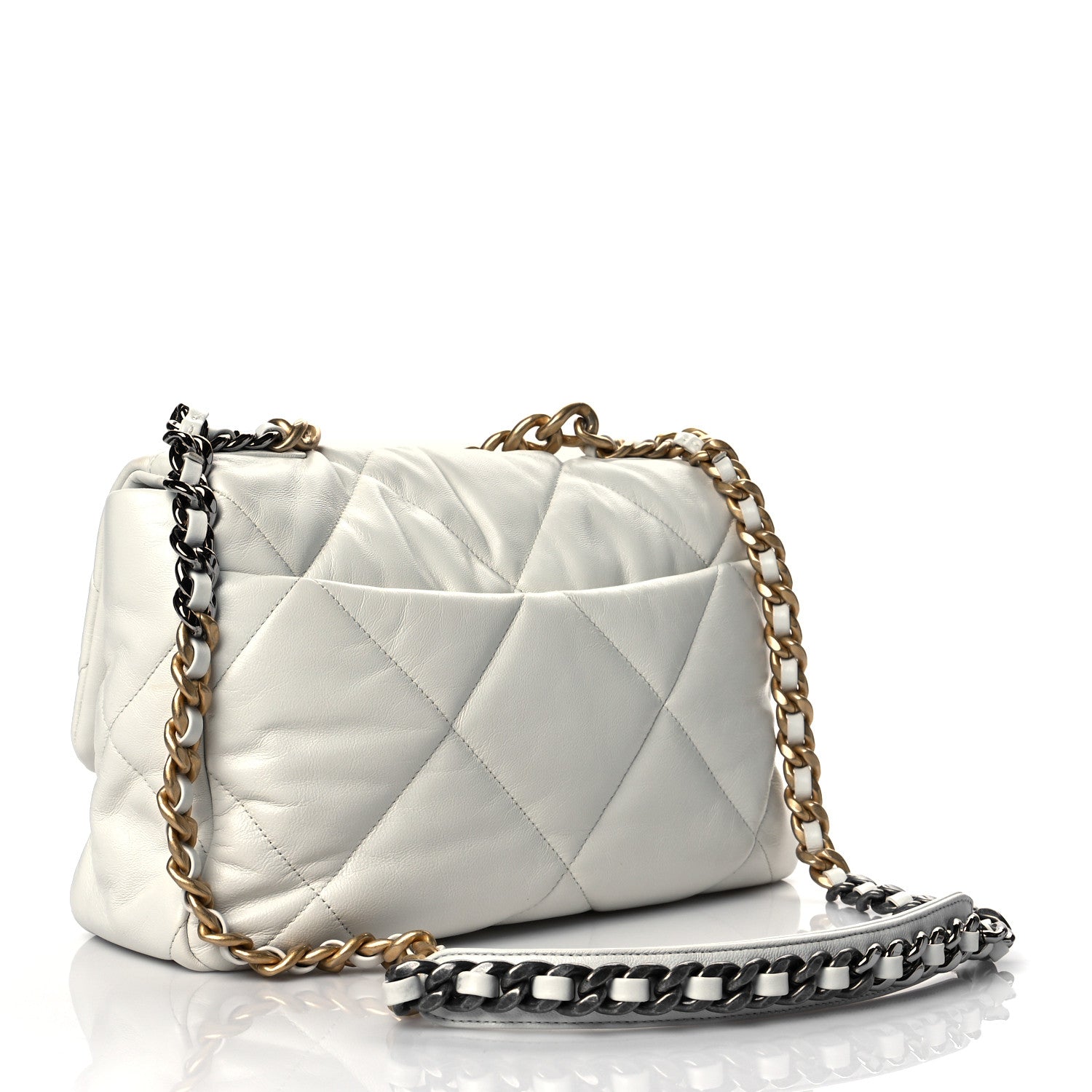 Chanel Goatskin Quilted Large Chanel 19 Flap White 2 of 10