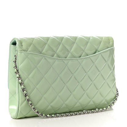 Chanel Patent Quilted Clutch With Chain Flap Light Green 3 of 14