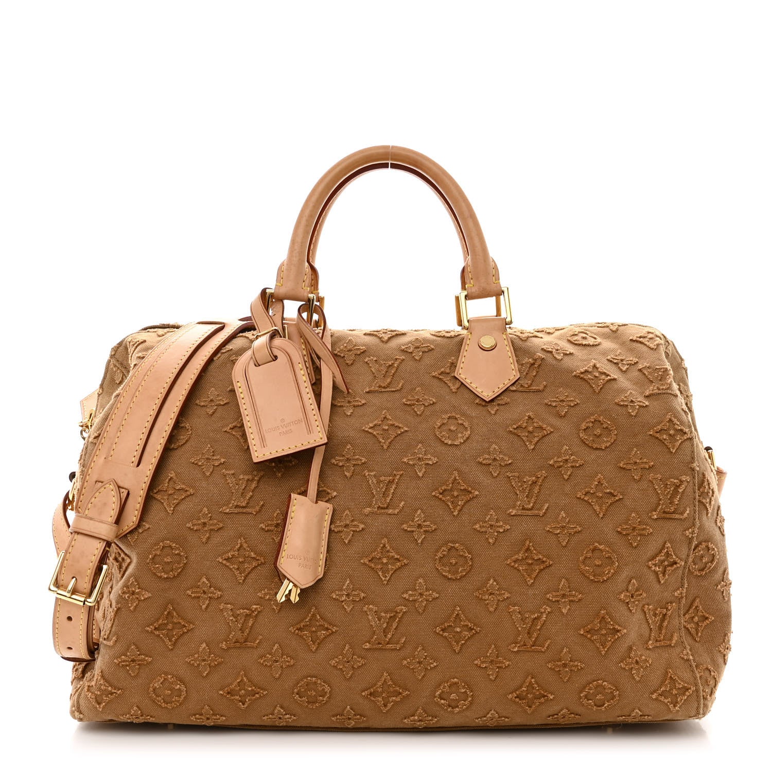 Louis Vuitton Denim Monogram Stone Speedy Bandouliere 35 Caramel 1 of 11