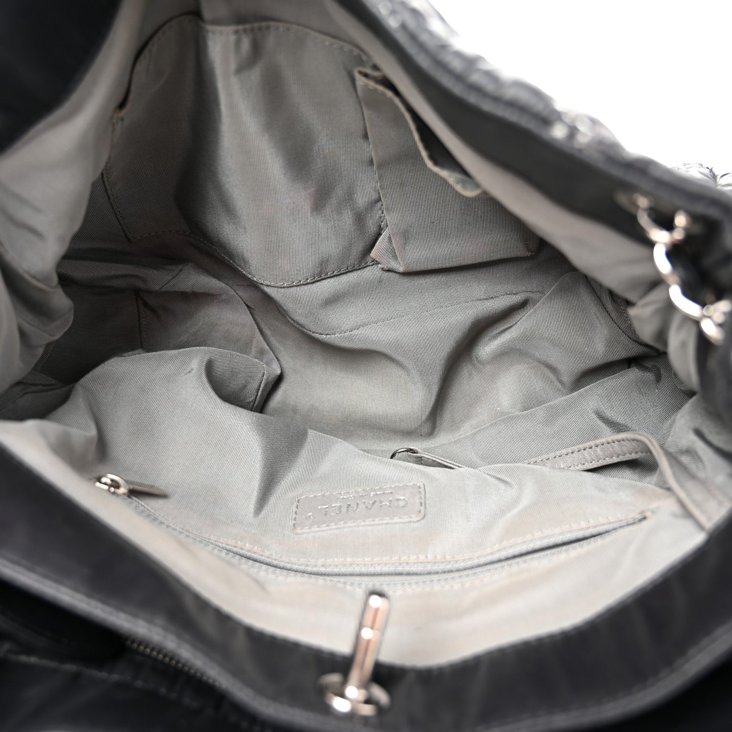 Nylon Quilted Tweed Stitch Bubble Tote Black