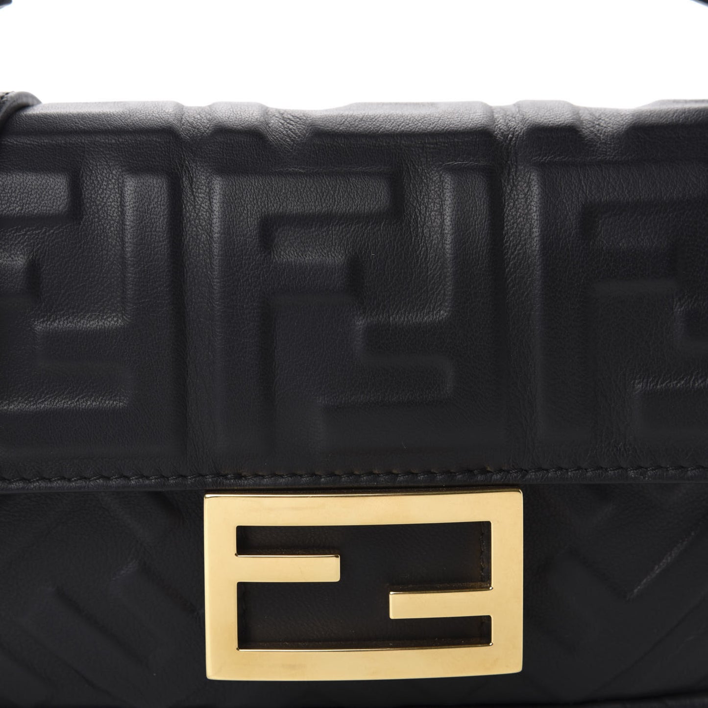 Nappa FF 1974 Embossed Mini Baguette Black