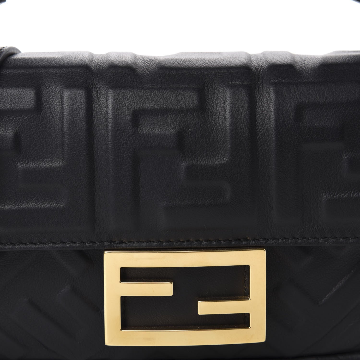 Fendi Nappa FF 1974 Embossed Mini Baguette Black 10 of 11