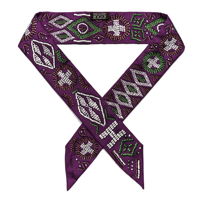 Hermes Silk Kelly en Perles Twilly Violet Vert Lie De Vin 1 of 4