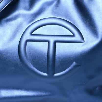 Telfar Metallic Vegan Leather Large Shopping Bag Cobalt 7 of 10