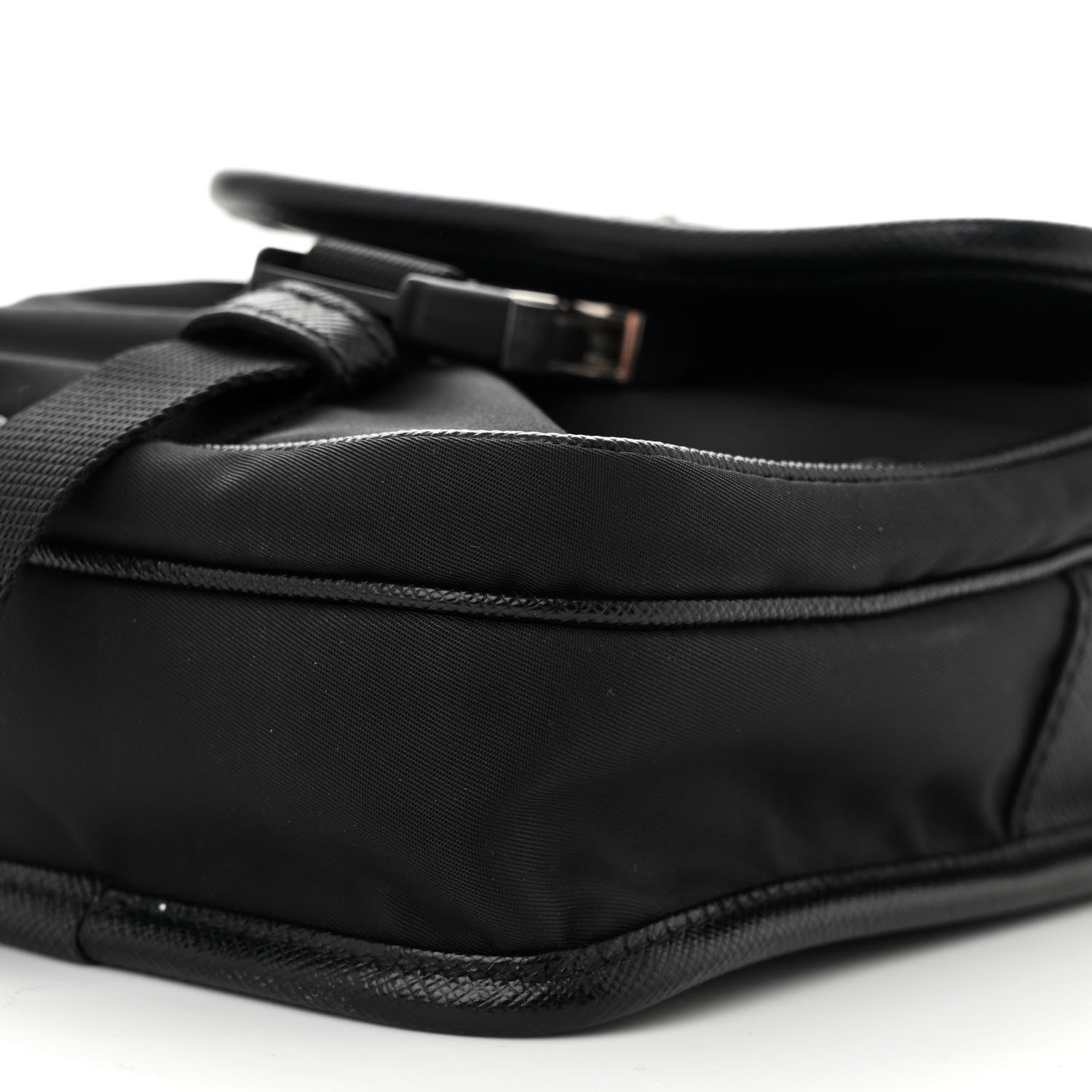 Prada Re-Nylon Saffiano Mini Pocket Single Snap Buckle Messenger Bag Black 9 of 9