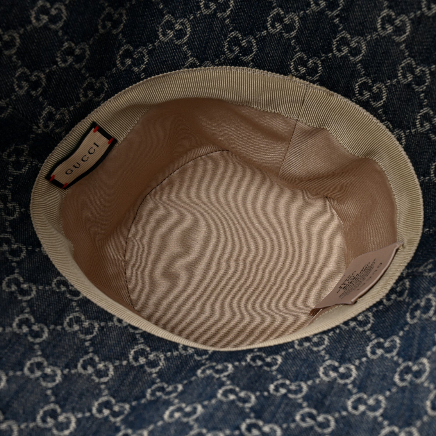 Gucci Eco Washed Denim GG Monogram Brim Hat XS Blue Ivory 7 of 9