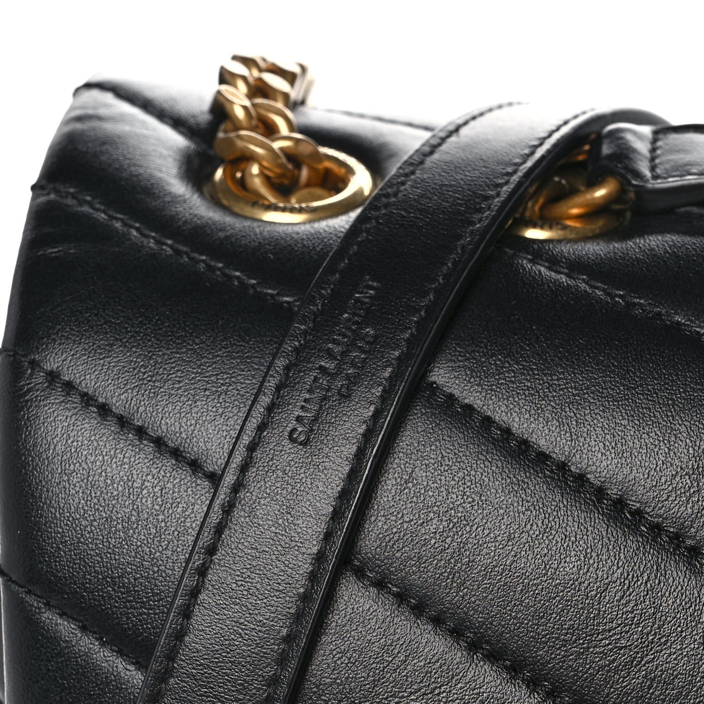 Calfskin Y Quilted Monogram Large Loulou Chain Satchel Black