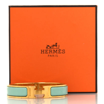 Hermes Enamel Narrow Clic Clac H Bracelet PM Aqua 10 of 12
