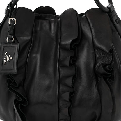 Prada Nappa Ruffle Hobo Black 7 of 9
