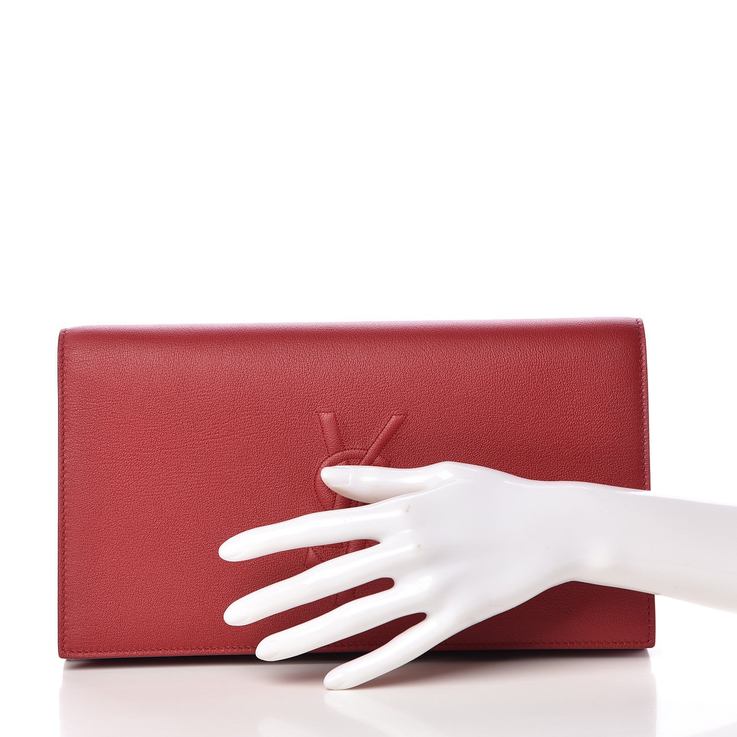 Saint Laurent Calfskin Large Belle De Jour Clutch Red 2 of 7