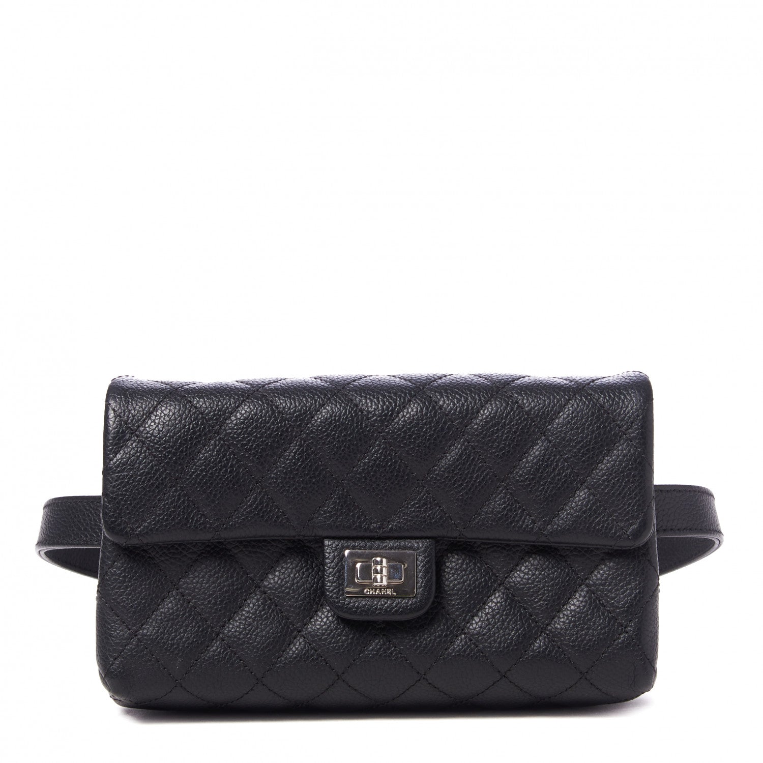 Chanel Grained Calfskin Quilted 2.55 Reissue Flap Belt Bag Clutch Black 1 of 8