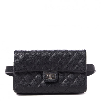 Chanel Grained Calfskin Quilted 2.55 Reissue Flap Belt Bag Clutch Black 1 of 8
