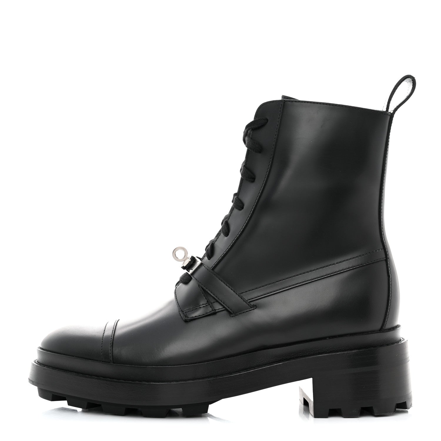 Hermes Glossed Calfskin Funk Ankle Boots 38 Black 1 of 8