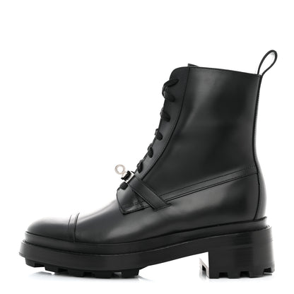 Hermes Glossed Calfskin Funk Ankle Boots 38 Black 1 of 8