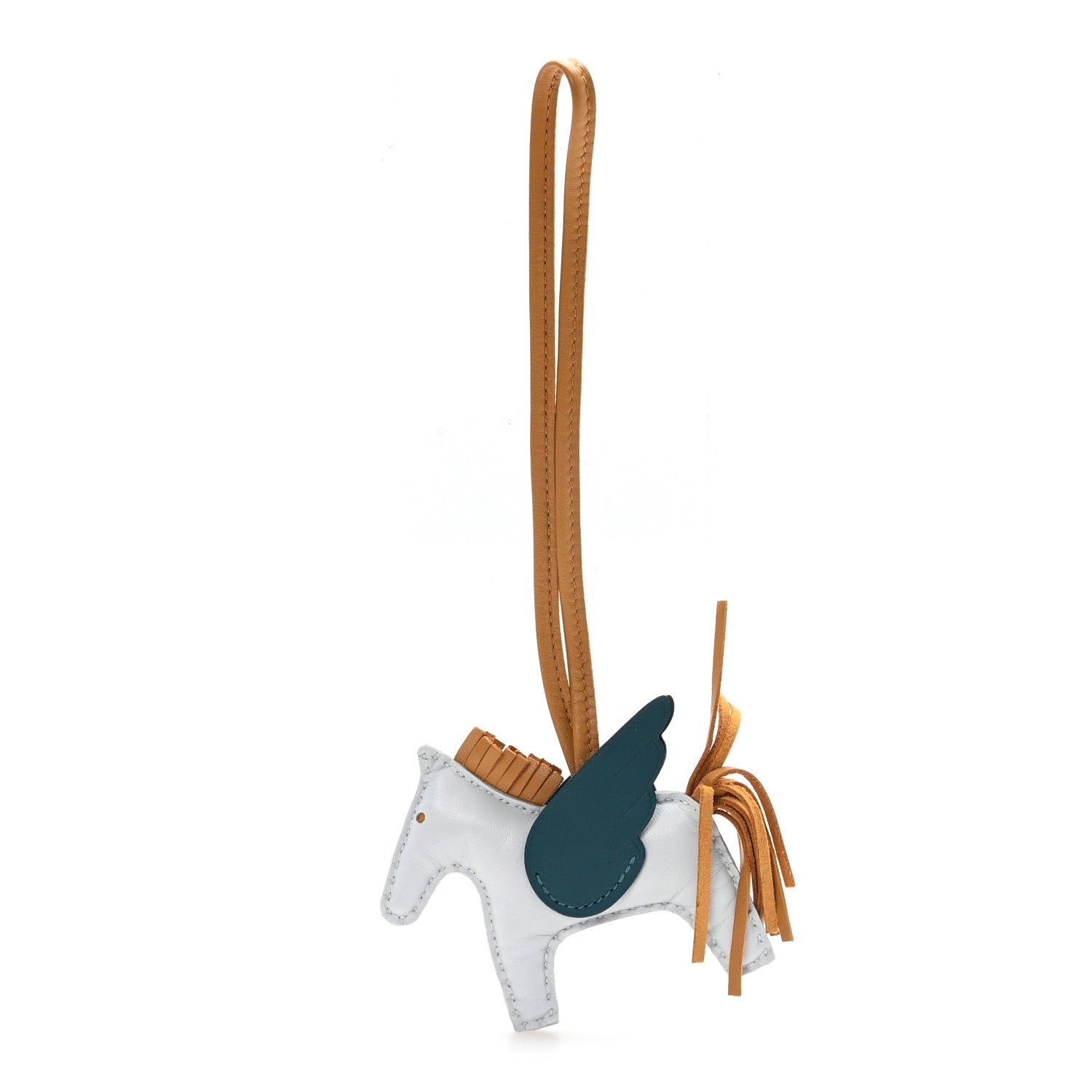 Hermes Milo Lambskin Grigri Rodeo Pegase Horse Bag Charm PM Bleu Brume Sesame Vert Bosphore 1 of 4