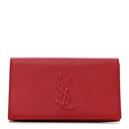 Saint Laurent Calfskin Monogram Large Belle De Jour Clutch Red 1 of 8