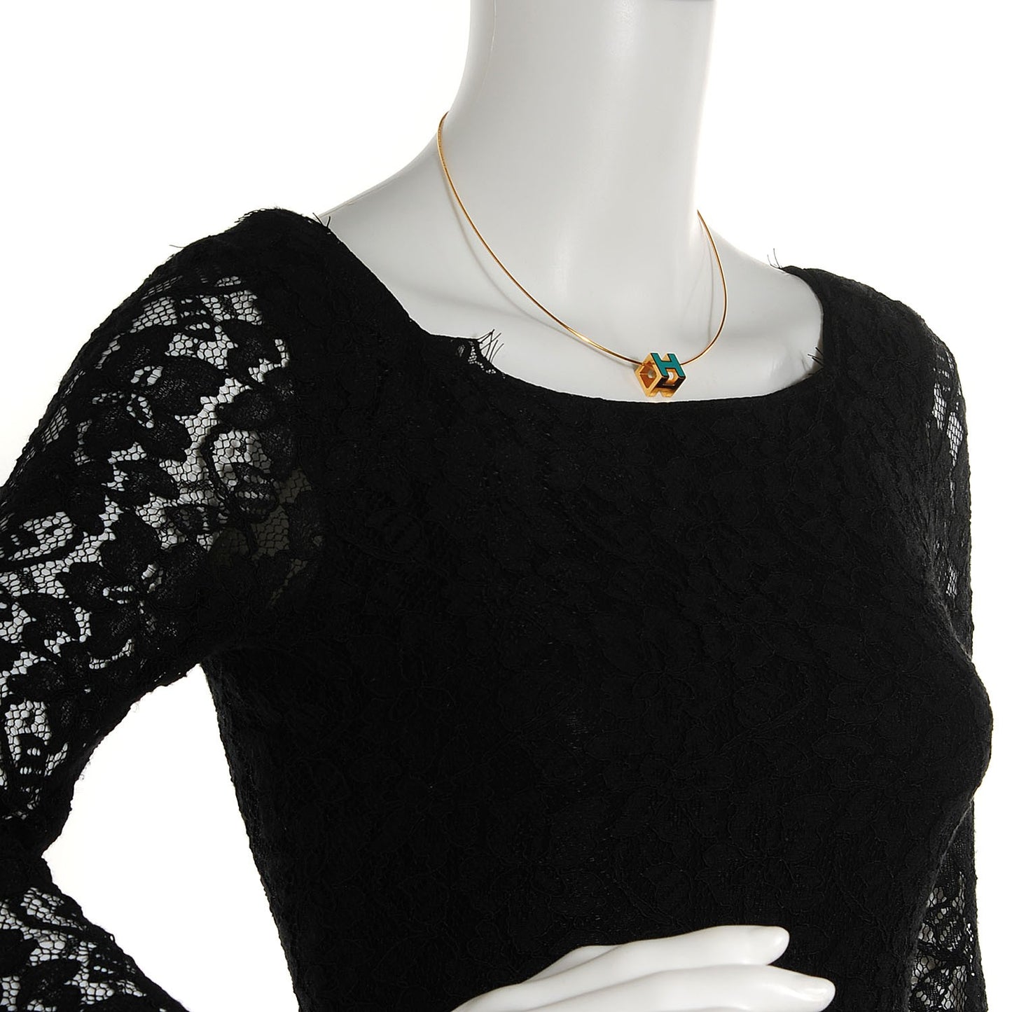 Lacquered Cage d'H Pendant Necklace Emerald