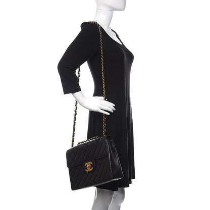 Chanel Lambskin Quilted XL Jumbo Single Flap Black 3 of 12
