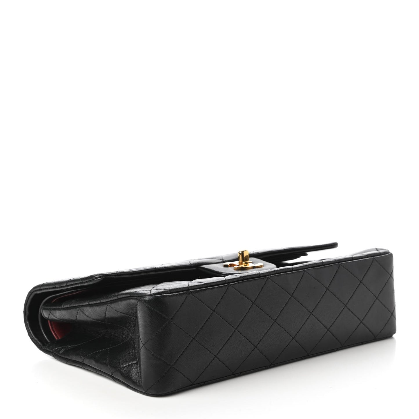 Lambskin Quilted Medium Double Flap Black