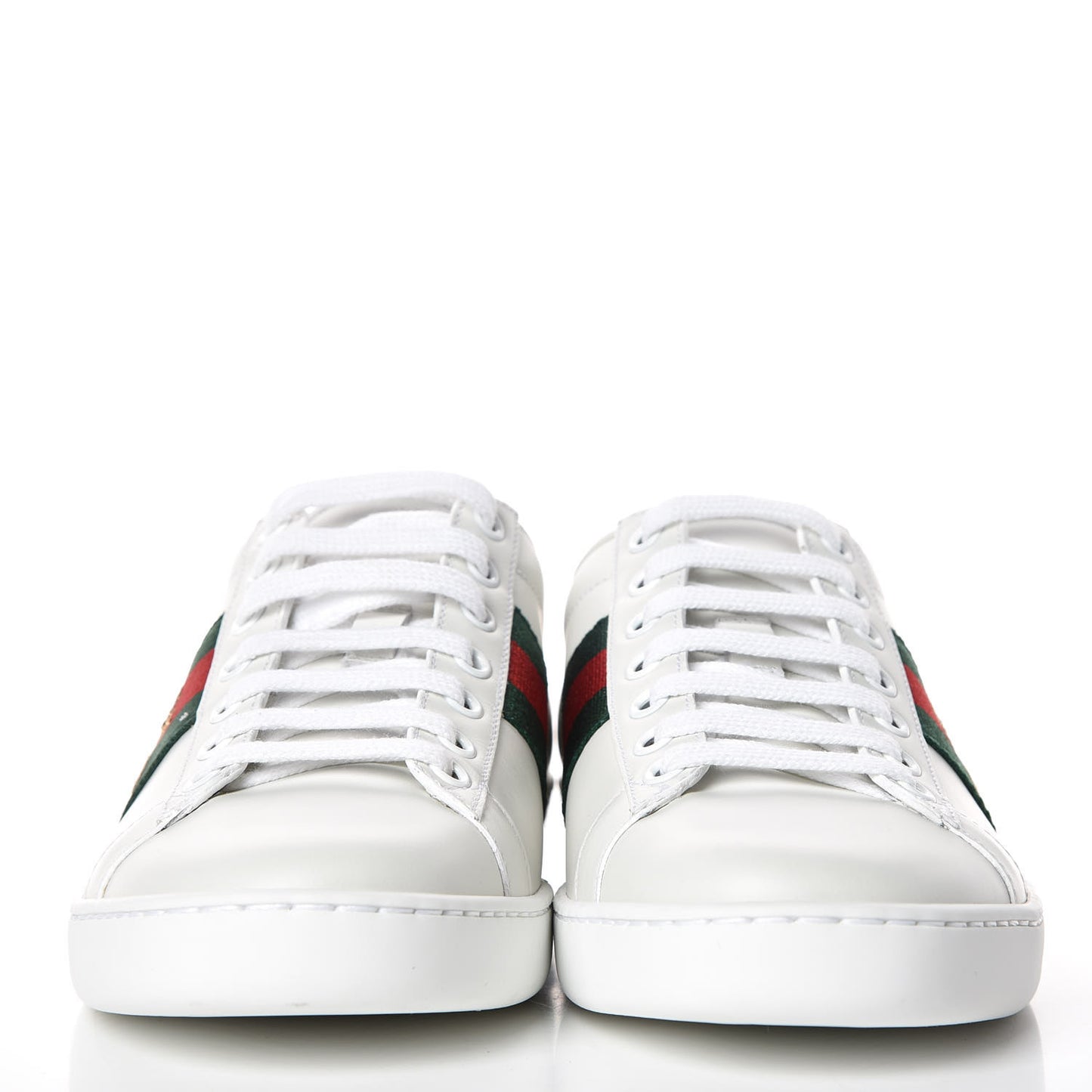 Calfskin Ayers Bee Embroidered Womens Ace Sneakers 36 White Green