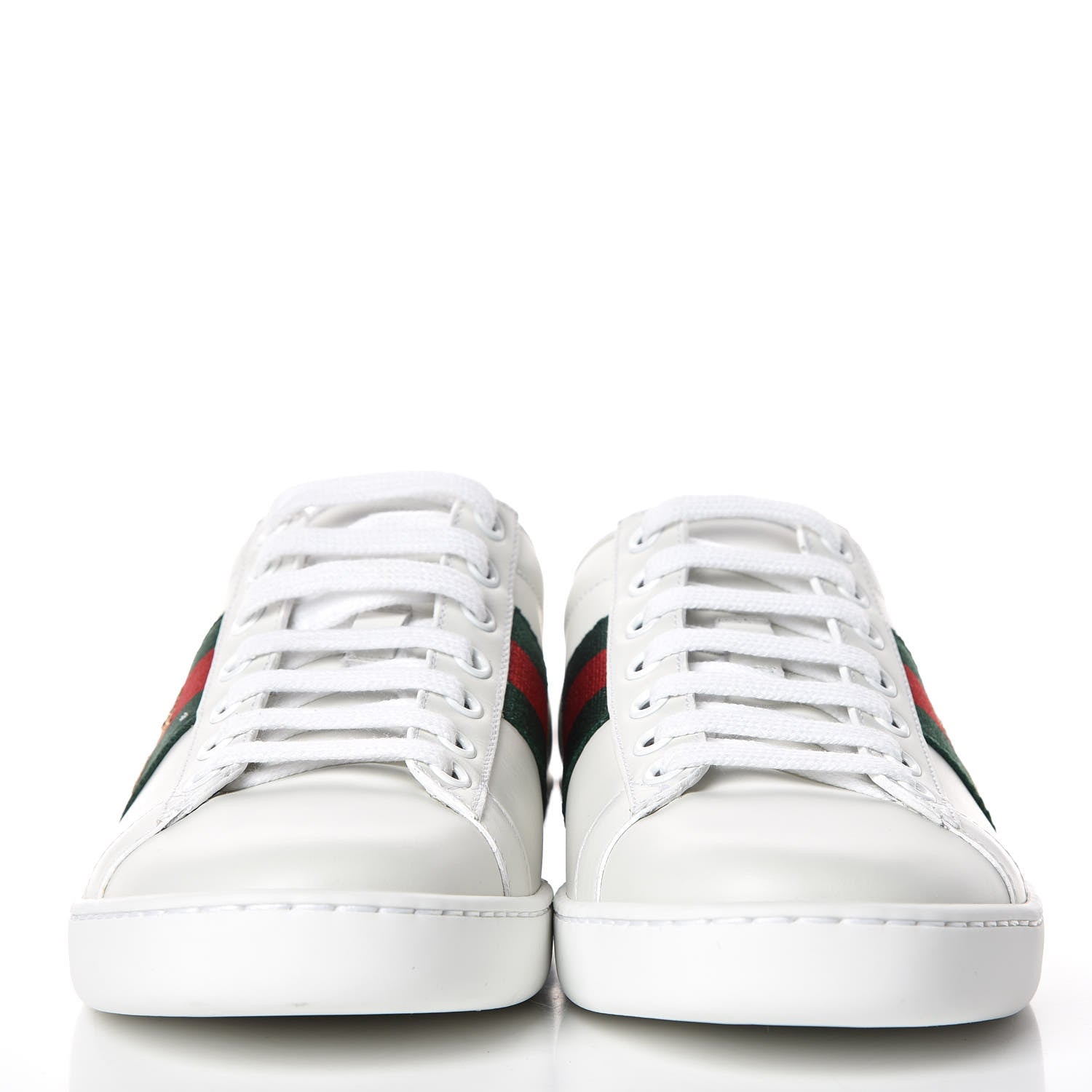 Gucci Calfskin Ayers Bee Embroidered Womens Ace Sneakers 36 White Green 2 of 10