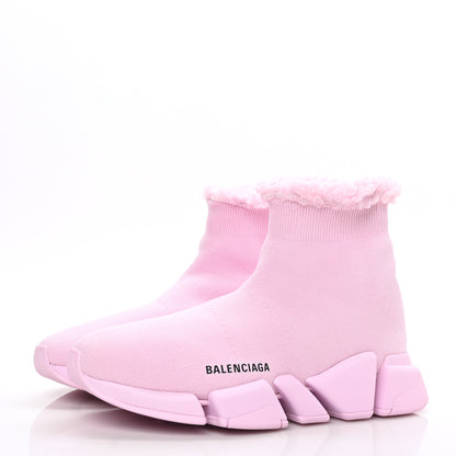 Balenciaga Technical 3D Recycled Knit Fake Fur Womens Speed 2.0 Sneakers 40 Monocolor Soft Pink 3 of 7