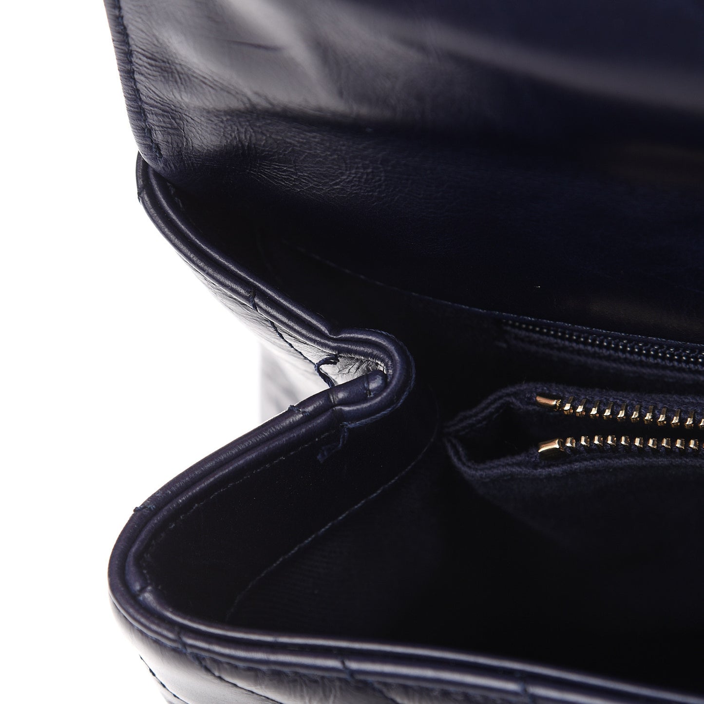 Calfskin Chevron Quilted Medium Coco Handle Flap Blue