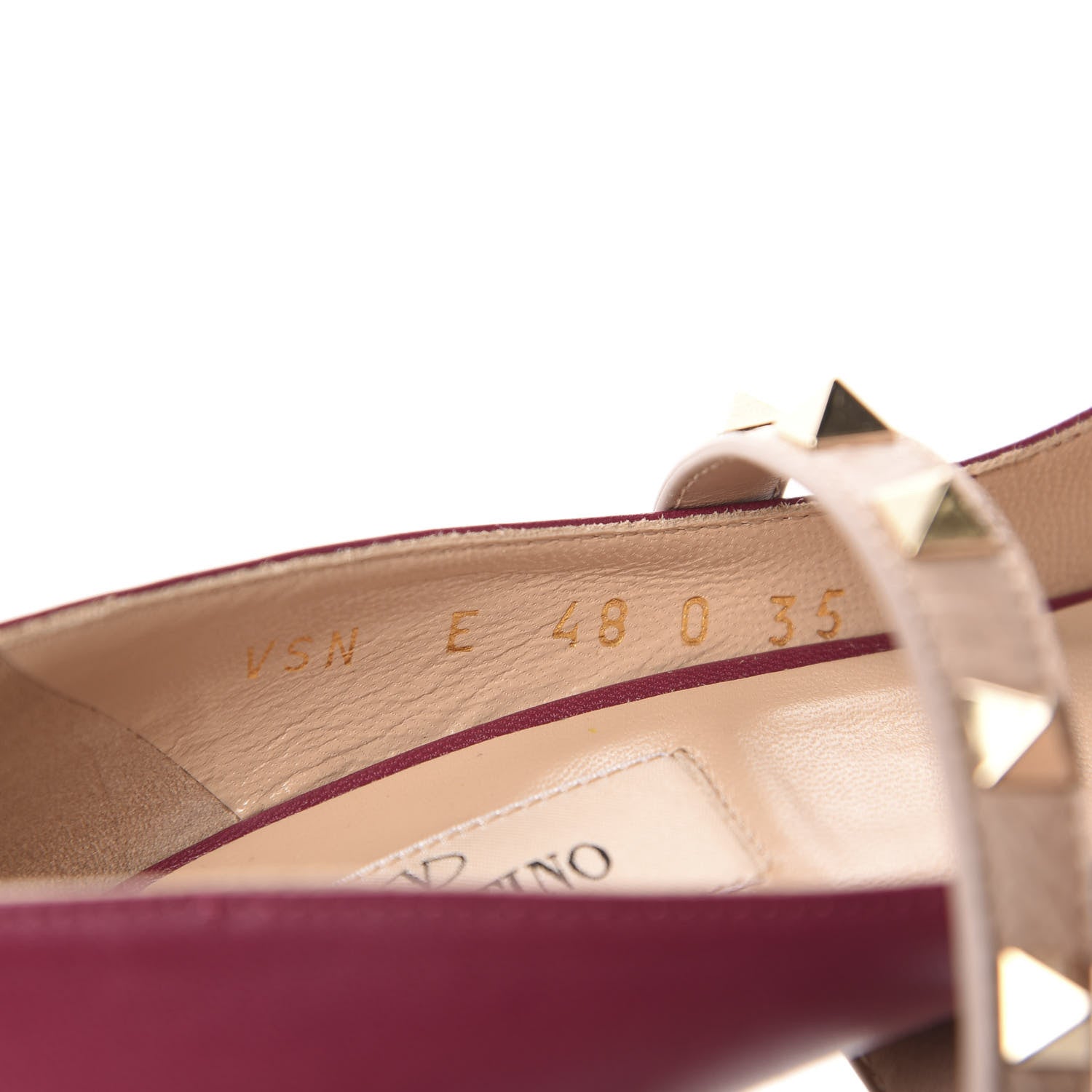 Valentino Garavani Nappa Rockstud Studwrap Strap Mid Heel Pumps 35 Camelia Poudre 9 of 10
