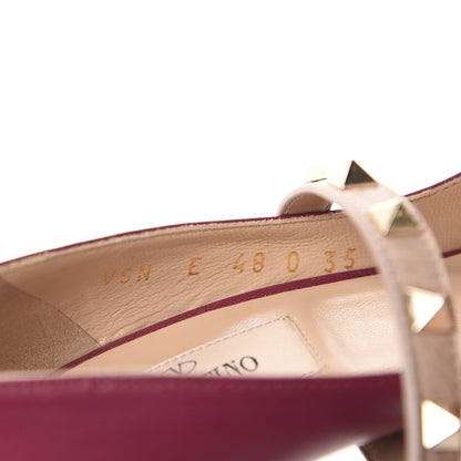 Valentino Garavani Nappa Rockstud Studwrap Strap Mid Heel Pumps 35 Camelia Poudre 9 of 10