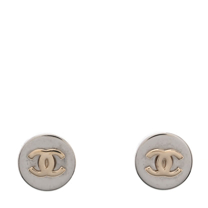 Chanel Metal CC Logo Round Earrings Gold Silver 1 of 5