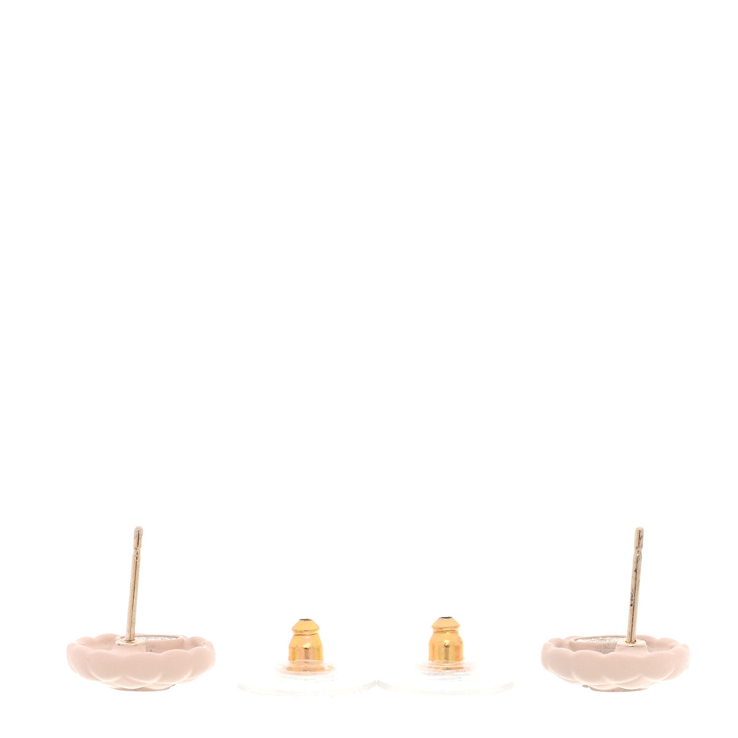 Chanel Enamel Quilted CC Earrings Pink Gold 3 of 5