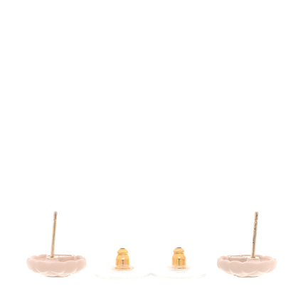Chanel Enamel Quilted CC Earrings Pink Gold 3 of 5