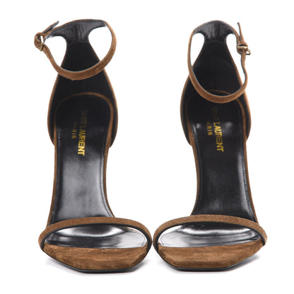 Saint Laurent Suede Calfskin Opyum 110 Sandals 38.5 Cachemere Gold 2 of 10