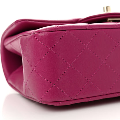 Chanel Lambskin Quilted Mini Top Handle Rectangular Flap Fuchsia 9 of 10