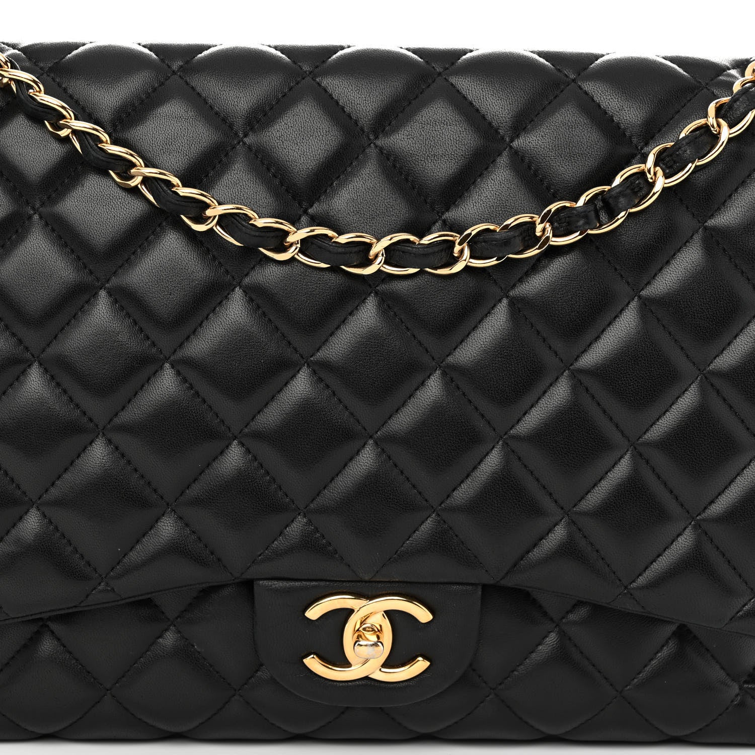 Chanel Lambskin Quilted Maxi Double Flap Black 8 of 11