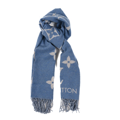 Louis Vuitton Cashmere Monogram Studdy Reykjavik Scarf Denim 1 of 3