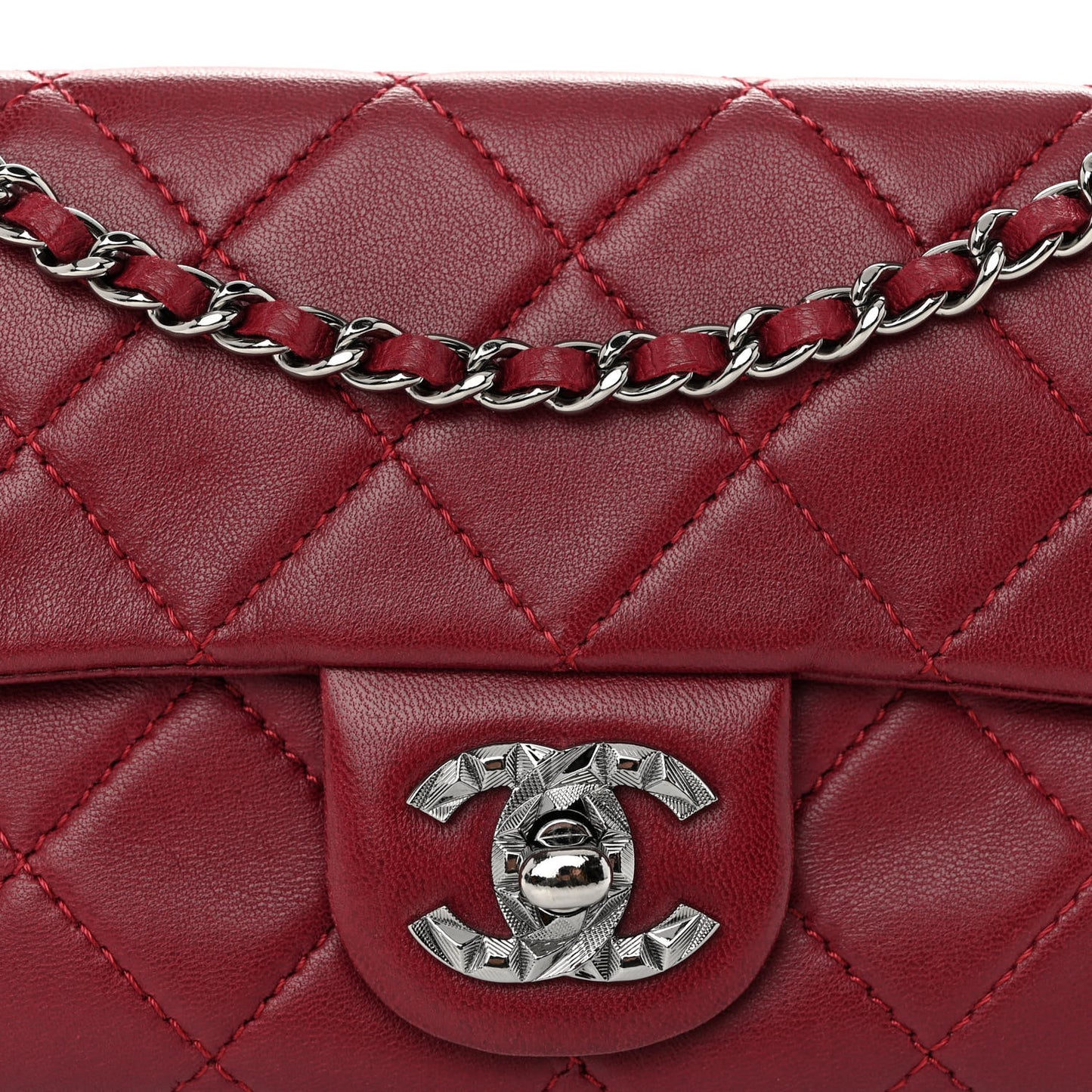 Lambskin Quilted Mini Mineral Nights Flap Crossbody Bag Dark Red