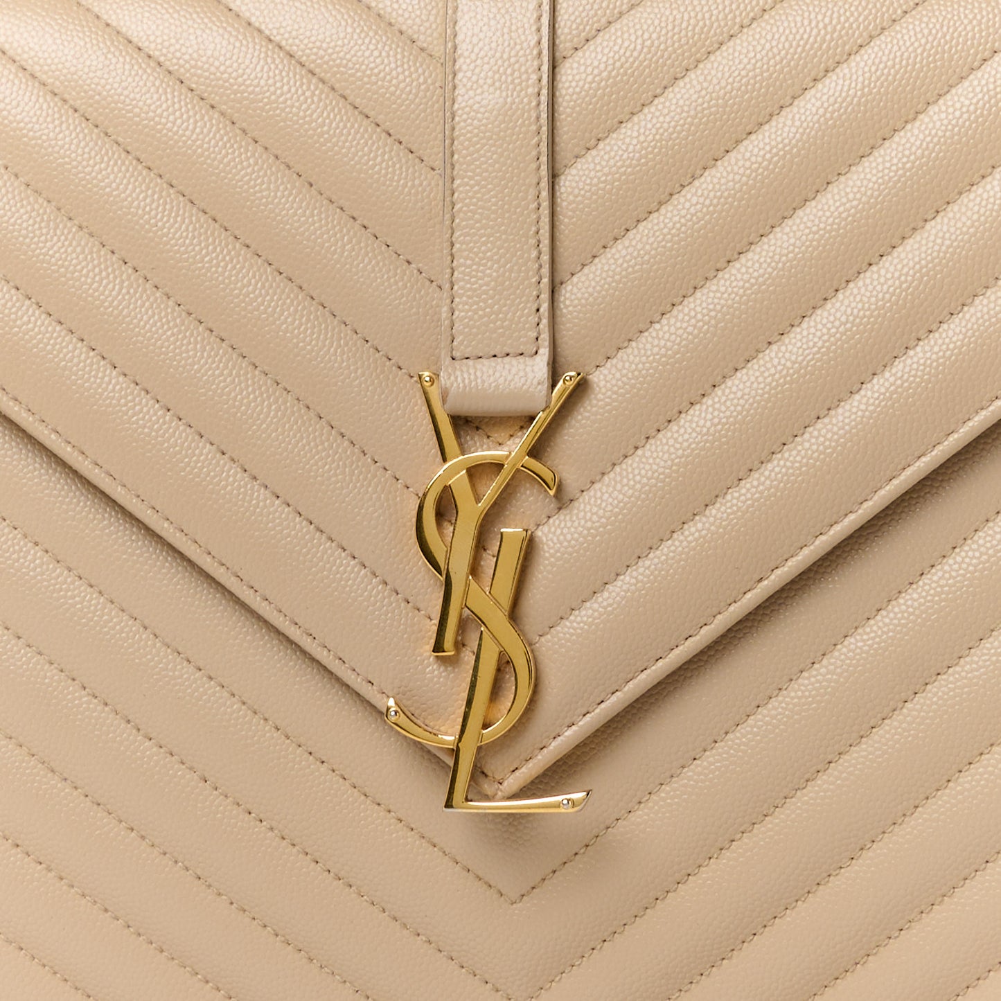 Grain De Poudre Matelasse Chevron Large Monogram Satchel Dark Beige