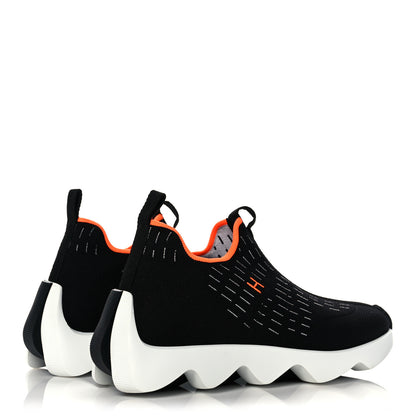 Hermes Technical Canvas Goatskin Womens Eclair Sneakers 36 Black 4 of 8