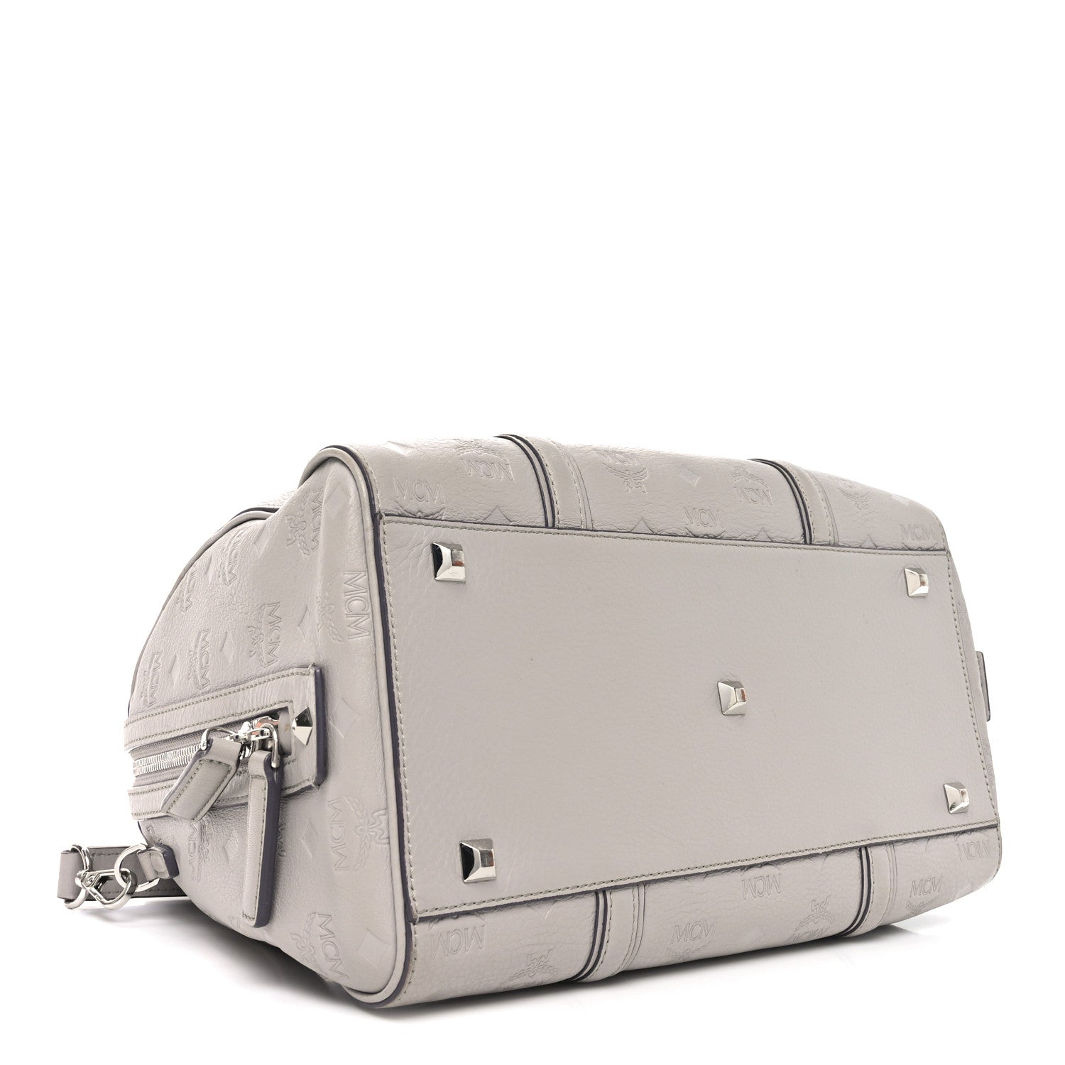 MCM Calfskin Ottomar Monogram Essential Boston Bag Dove 4 of 9