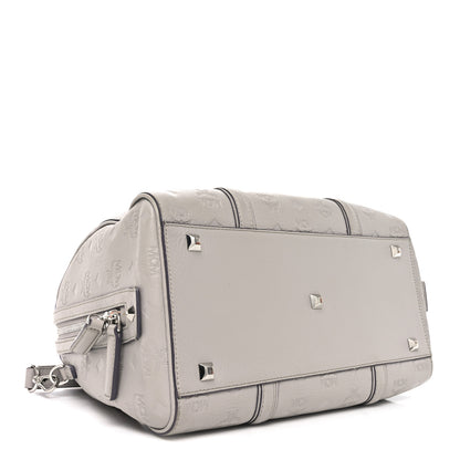 MCM Calfskin Ottomar Monogram Essential Boston Bag Dove 4 of 9
