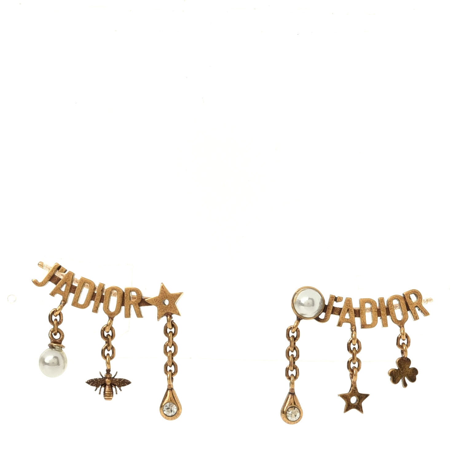 Christian Dior Pearl Crystal J'Adior Earrings Aged Gold 1 of 3